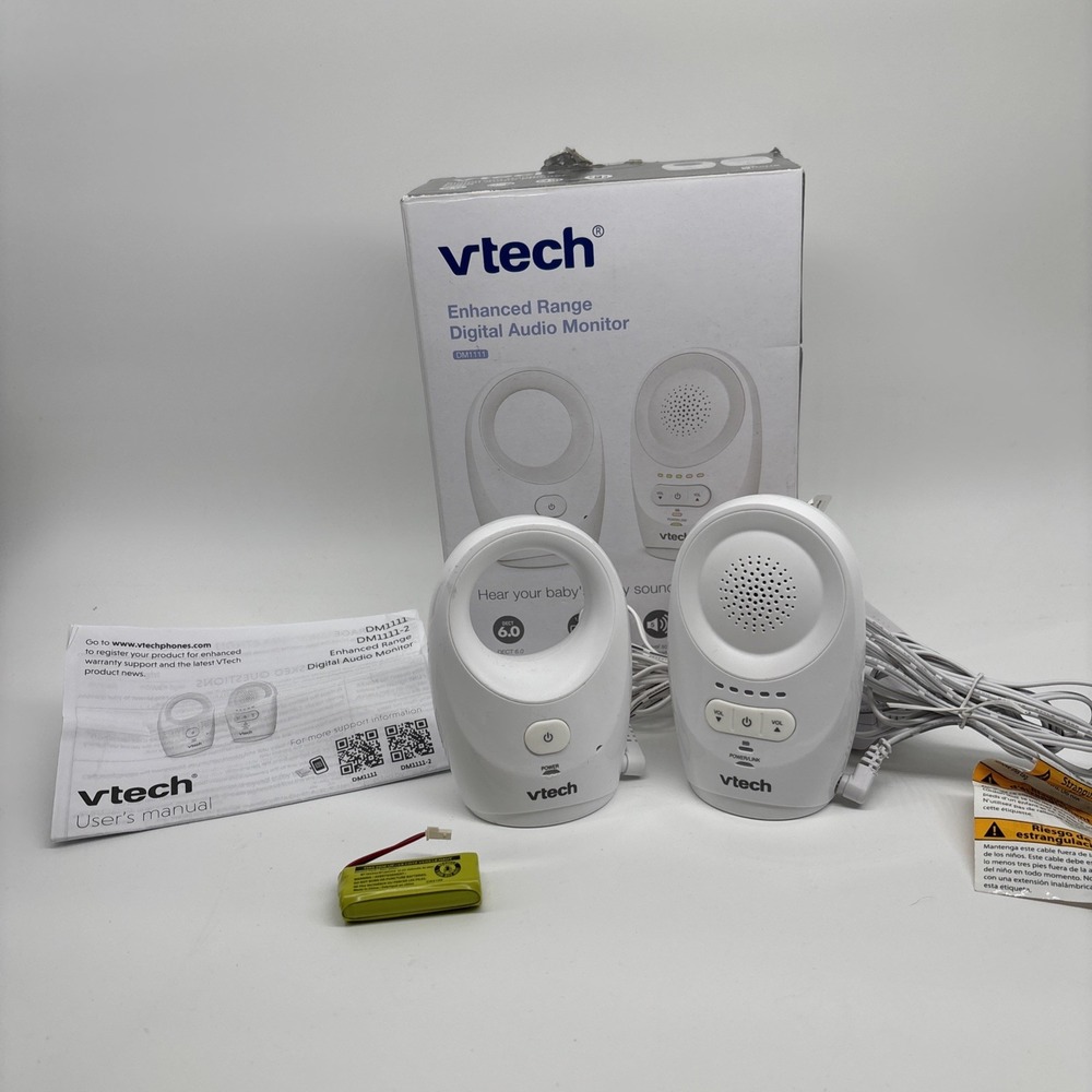 VTech DM1111 Enhanced Digital Audio Baby Monitor White‎ Clean Tested And Works